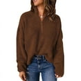 thumbnail image 1 of Womens Sweaters Long Sleeve 1/4 Zip Pullover Polo V Neck Dressy Casual Tops, 1 of 4
