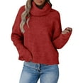 thumbnail image 1 of Womens Sweaters Long Sleeve Fall Winter Casual Tops Turtleneck Lightweight Soft Sweaters Fashion Pullover Loose Tunic Winter Clothes, 1 of 6