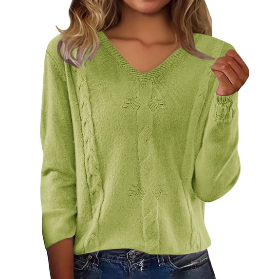 Womens Sweaters Long Sleeve Ribbed Knit Shirts Lightweight Loose Fit Tunic Tops Fall Outfits 2026 V Neck Soft Knit Pullover Tops Dressy Casual Blouses Soft Cozy Going Out Tops(Light Green,M)