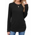 thumbnail image 1 of Womens Sweaters Long Sleeve Shirts Fall Fashion Trendy Tops Ruched Outfits Winter Clothing Black XL, 1 of 9