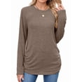 thumbnail image 1 of Womens Sweaters Long Sleeve Shirts Fall Fashion Trendy Tops Ruched Outfits Winter Clothing Coffee S, 1 of 9