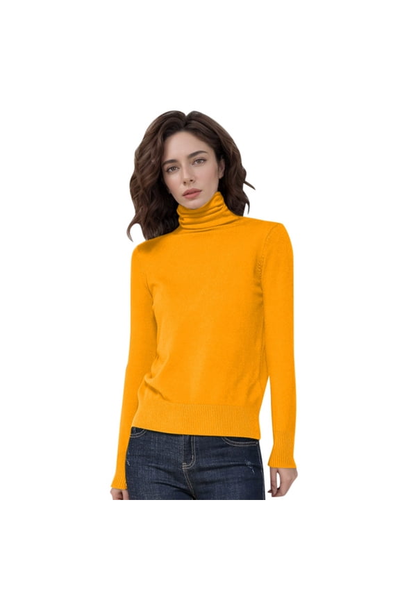 Womens Sweaters Merino Wool Turtleneck Long Sleeve Tops Fall Winter Thermal Knit Blouse Daily Wear