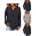 thumbnail image 1 of Womens Sweaters Nelozsy Plus Size Women's Solid Loose Button Collar Raglan Sleeve Knit Pullover Sweater Black XXXXL, 1 of 9