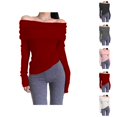 thumbnail image 1 of Womens Sweaters, Off Shoulder Sweaters for Women, Collarbone Long Sleeve Knit, Spring Autumn Fashion, 1 of 4