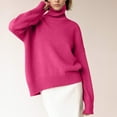 thumbnail image 1 of Womens Sweaters Pullover Turtleneck Long Sleeve Solid Color Sweater Hot Pink M, 1 of 6