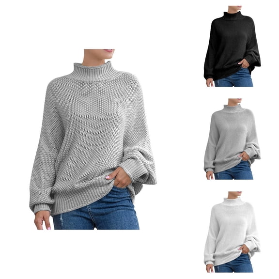 Womens Sweaters, Roll Neck Sweaters for Women, Batwing Sleeve Knit Design, Cozy Winter Versatile Wear