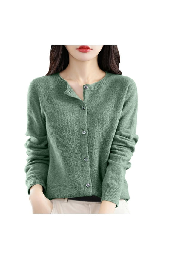 Womens Sweaters, Round Neck Cardigans for Women, Osmanthus Needle Knitted Sweater, Autumn Winter Korean Outerwear for Base Layer