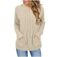 thumbnail image 1 of Womens Sweaters Sanded Long-sleeved Hooded Raglan Sleeve Front Pocket Top Fall Outfits Fashion Clothes on Clearance, 1 of 7