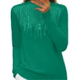 thumbnail image 1 of Womens Sweaters Semi Turtleneck Sequin Knit Sweater Long Sleeve Warm Autumn Winter Base Pullover Top Xl Size Sweaters For Women, 1 of 4