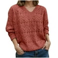 thumbnail image 1 of Womens Sweaters Sevevn Womens Sweaters 2025 Fall V Neck Long Sleeve Knit Pullover Sweaters, 1 of 3