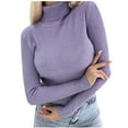 thumbnail image 1 of Womens Sweaters Sevevn Womens Turtleneck Sweaters Long Sleeve Ribbed Fitted Basic Layering Knit Tops, 1 of 5