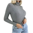 thumbnail image 1 of Womens Sweaters Sevevn Womens Turtleneck Sweaters Long Sleeve Ribbed Fitted Basic Layering Knit Tops, 1 of 5