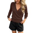 thumbnail image 1 of Womens Sweaters Solid Color V Neck Long Sleeve With Ribbed Soft Knitted Pullover Blouse, 1 of 5