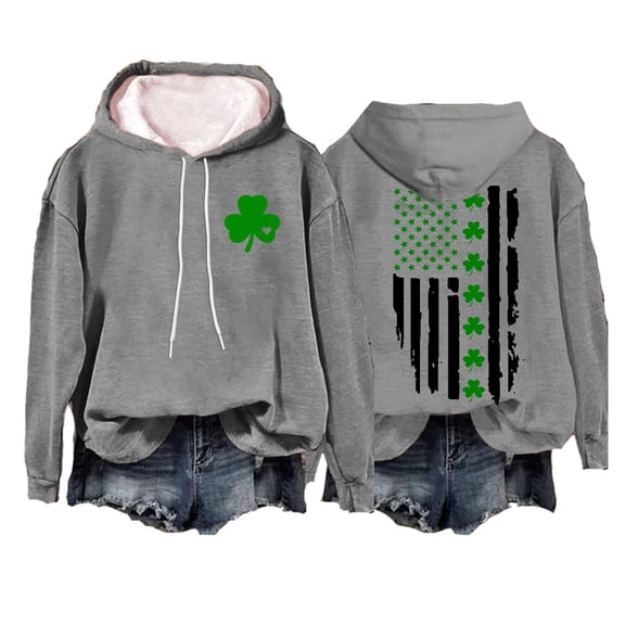 Womens Sweaters St. Patrick's Day Irish American Flag Hoodie Funny Graphic Casual Long Sleeve Sweatshirt 2Xl Size Sweaters For Women