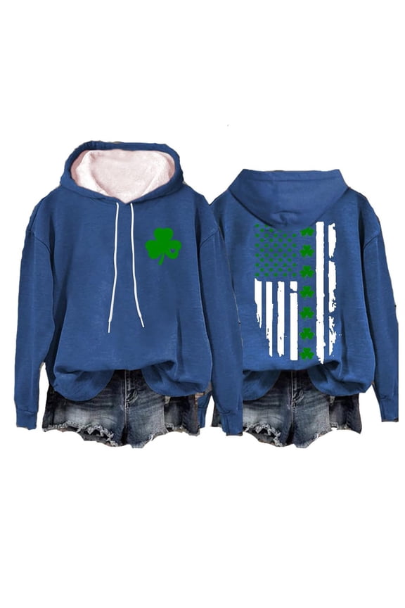 Womens Sweaters St. Patrick's Day Irish American Flag Hoodie Funny Graphic Casual Long Sleeve Sweatshirt M Size Sweaters For Women