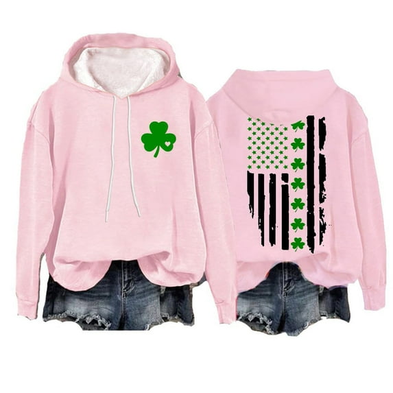Womens Sweaters St. Patrick's Day Irish American Flag Hoodie Funny Graphic Casual Long Sleeve Sweatshirt Xl Size Sweaters For Women