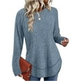 thumbnail image 1 of Womens Sweaters Tunic Tops for Women Loose Fit Dressy Long Sleeve Shirts Crew Neck Curved Hem Pullover Fall Clothes, 1 of 4
