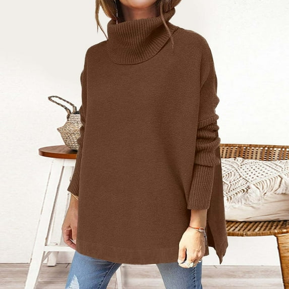 Womens Sweaters Turtleneck Batwing Sleeve Loose Oversized Sweaters Knitted Pullover Sweaters For Women Snow Tipped Pullover up Menorah Sweater Workout Sweater Parkway Drive Sweatshirt Plaid Fuzzy