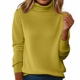thumbnail image 1 of Womens Sweaters Turtleneck Long Sleeve Pullover Casual Knitted Pullover Wool Warm Cozy Tops Fall Winter Clothes Light Green XXL, 1 of 5