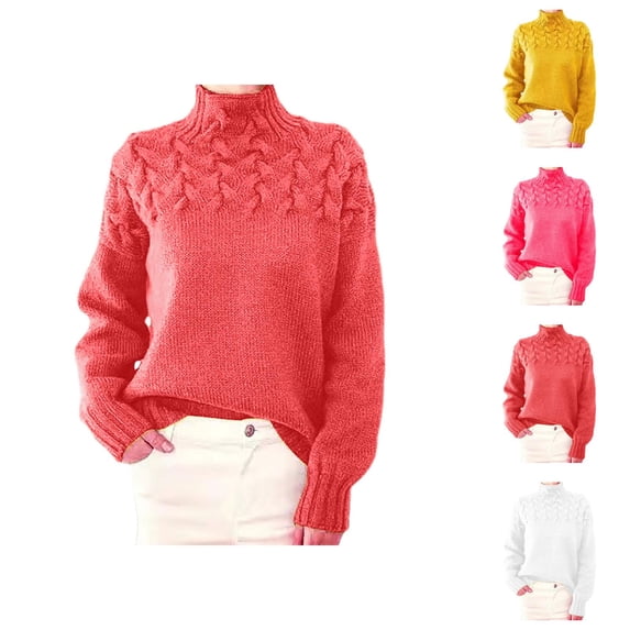 Womens Sweaters, Turtleneck Sweaters for Women, Loose Fitting Long Sleeve, Pullover for All Season