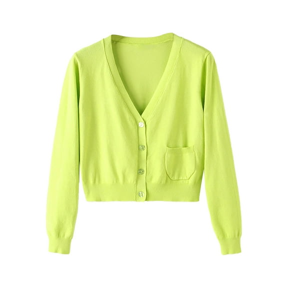 Womens Sweaters V Neck Cardigan Sweater Plus Jacket Solid Color Knitted Fall Clothes For Women ,Green