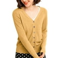 thumbnail image 1 of Womens Sweaters V Neck Cardigan Sweater Plus Jacket Solid Color Knitted Fall Clothes For Women ,Yellow, 1 of 2
