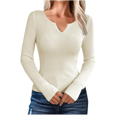 Womens Sweaters V Neck Knitted Bottoming Sweater Shirts Solid Color Long Sleeve Blouses Winter Warm Pullover Tops