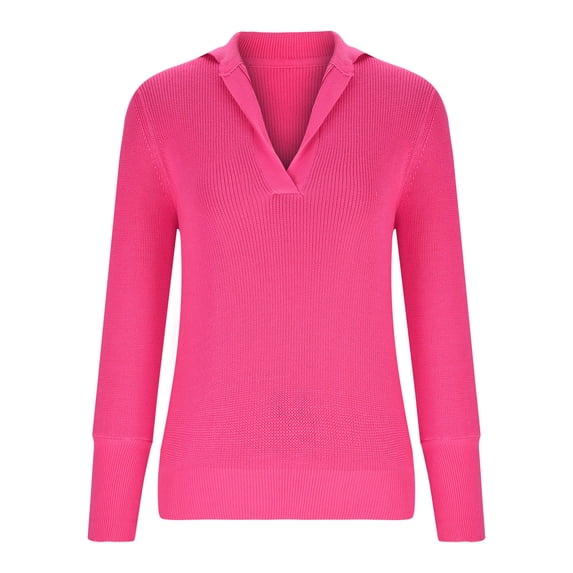 Womens Sweaters V Neck Long Sleeve Pullover Knitted Solid Color Sweatshirt Sweater Jumper Casual Tops