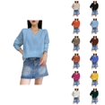thumbnail image 1 of Womens Sweaters, V Neck Sweaters for Women, Lightweight Knit Pullover Top, Long Sleeve Casual Fall Top for Everyday Style and Wear, 1 of 4