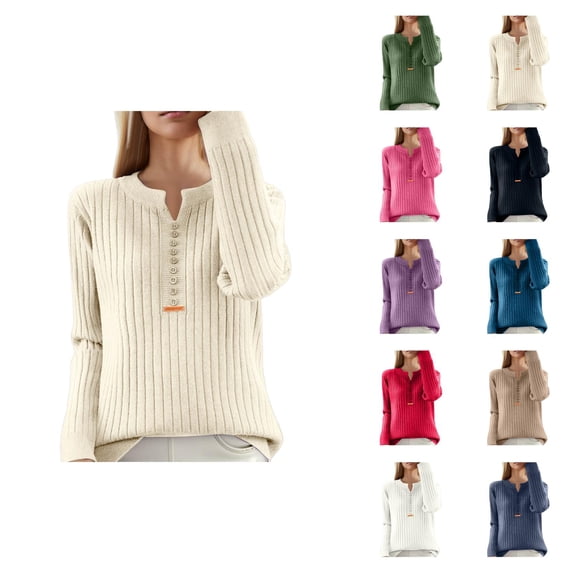 Womens Sweaters, V Neck Sweaters for Women, Solid Color Pullover, Winter Loose Long Sleeve Knitwear