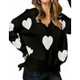 thumbnail image 1 of Womens Sweaters Valentine's Day Hearts Print Pullover Sweater Casual Loose Knitted Warm Sweaters with Tassle Shermie, 1 of 3