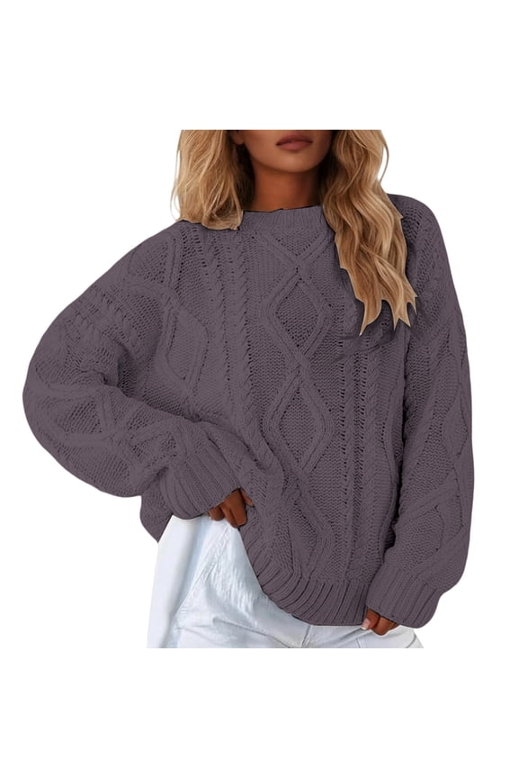 Womens Sweaters Winter Clothes for Women Oversized Knit Sweater Soft Pullover Comfortable Round Neck Casual Winter Warm