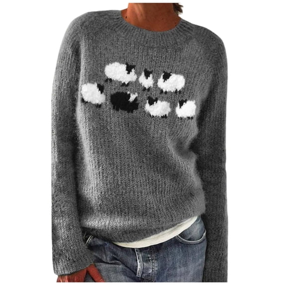 Womens Sweaters,Winter Fall Casual Loose Long Sleeve Women's Knitted Fair Isle Print Retro Sweater,Fair Isle Knit Pullover Sweater L