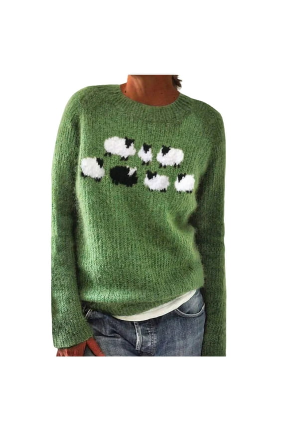 Womens Sweaters,Winter Fall Casual Loose Long Sleeve Women's Knitted Fair Isle Print Retro Sweater,Fair Isle Knit Pullover Sweater M