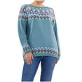 thumbnail image 1 of Womens Sweaters,Winter Fall Casual Loose Long Sleeve Women's Knitted Fair Isle Print Retro Sweater,Fair Isle Knit Pullover Sweater Size XL, 1 of 6