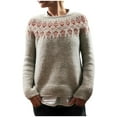 thumbnail image 1 of Womens Sweaters,Winter Fall Casual Loose Long Sleeve Women's Knitted Fair Isle Print Retro Sweater,Fair Isle Knit Pullover Sweater Size XXL, 1 of 5
