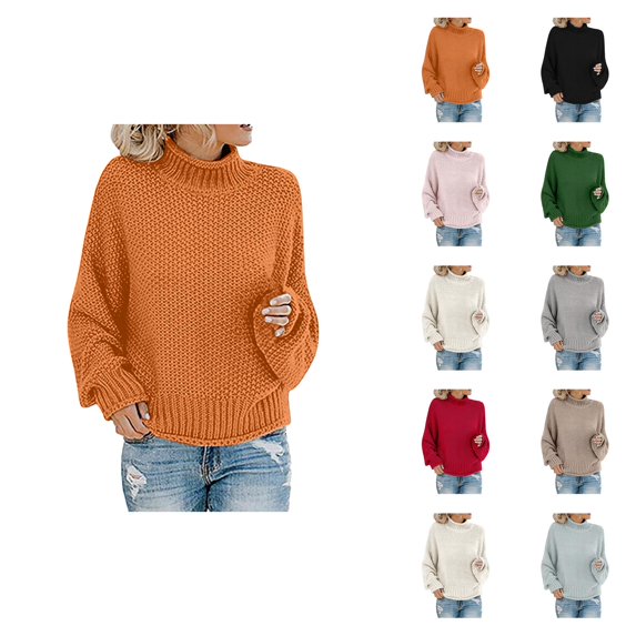 Womens Sweaters, Winter Sweaters for Women, Thick Line Turtleneck Knitwear, Pullover for Cold Weather Fashion and Comfort