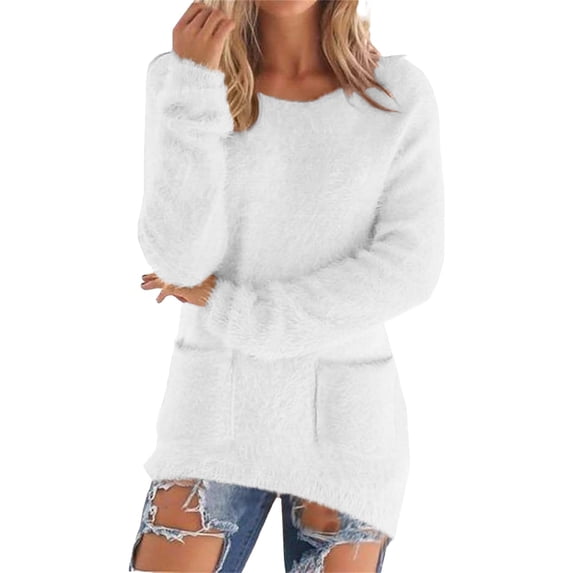 Womens Sweaters For Women Casual Solid Long Sleeve Jumper Sweater Blouse Regular Sleeve Solid Pattern No Decoration Regular Length Polyester 1Pc M Fall Sweaters For Women