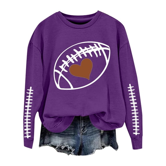 Womens Sweaters For Women Football Crew Neck Graphic Long Sleeve Tee Lightweight Breathable High Elasticity 95%Polyester+5%Elastane 1Pc Xl Fall Sweaters For Women