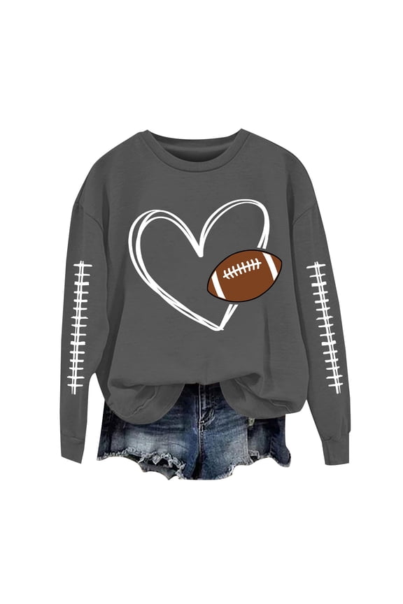 Womens Sweaters For Women Football Cute Baseball Graphic Print Crewneck Sweatshirts Long Sleeve Fall Winter Pullover Soft Warm Tops 3Xl Fall Sweaters For Women