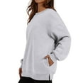 thumbnail image 1 of Womens Sweaters For Women Oversized Crewneck Sweatshirt Long Sleeve Pullover With Side Slits & Hidden Pockets 50% Cotton 50% Polyester Blend Fall Fashion For Work Xl Fall Sweaters For Women, 1 of 7
