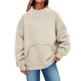 thumbnail image 1 of Womens Sweaters For Women Oversized Turtleneck Pullover Long Sleeve Top Drop Shoulder Solid Color Fleece Lined Relaxed Fit Cotton And Polyester 1Pc S Fall Sweaters For Women, 1 of 7