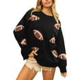 thumbnail image 1 of Womens Sweaters For Women Sequin Rugby Crewneck Oversized Long Sleeve Fleece Pullover - Shiny Polyester Fabric Multi-Color For Fall Winter Daily Travel L Fall Sweaters For Women, 1 of 8