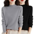 thumbnail image 1 of Womens Sweaters For Women Sweaters Autumn And Winter 2Pc Solid Color Pullover Soft Comfortable Round Neck Top Blended Fabric Relaxed Fit Casual Daily Outfit Fall Sweaters For Women, 1 of 4