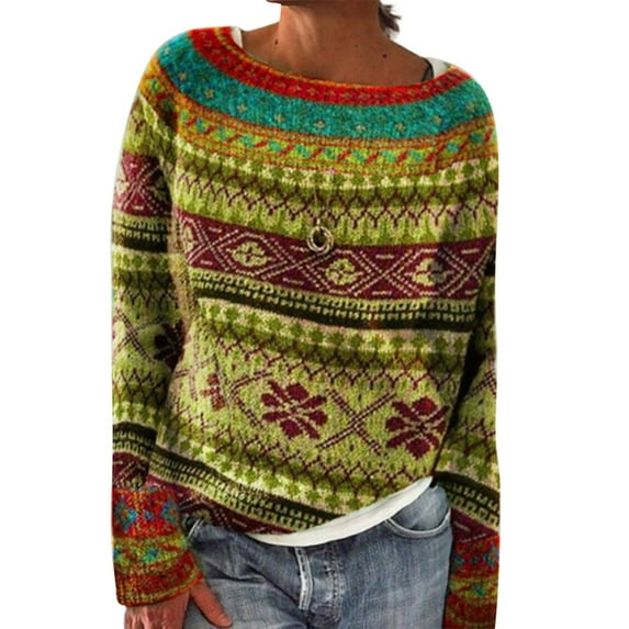 Womens Sweaters For Women Sweaters Colorblock Design Loose Casual Knit Drop Shoulder Long Sleeve Pullover Sweater Soft Acrylic Fabric Multi-Season Wear Fall Sweaters For Women