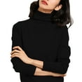 thumbnail image 1 of Womens Sweaters For Women Sweaters Fall/Winter Turtleneck Pullover Sweater Slim Pile Neck Bottoming Top Button Snapped Side Pockets Wool Machine Washable Warm Layer Fall Sweaters For Women, 1 of 4