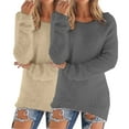 thumbnail image 1 of Womens Sweaters For Women Sweaters Fashionable Long Sleeve Pullover Loose Fuzzy Jumper Sweater 85% Polyester 15% Spandex Ribbed Neck/Cuffs Warm Comfortable Machine Washable Fall Sweaters For Women, 1 of 6