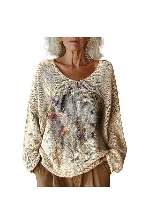 Womens Sweaters For Women Sweaters Pattern Printed Casual Pullover Sweater Retro Design Polyester Spandex Blend Loose Fit Soft Breathable Versatile Daily Wear Fall Sweaters For Women