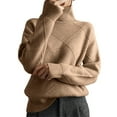 thumbnail image 1 of Womens Sweaters For Women Sweaters Turtleneck Loose Casual Literary Knit Pullover Sweater Soft Knitting Cotton Material Autumn Winter Fashion Fall Sweaters For Women, 1 of 5