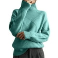 thumbnail image 1 of Womens Sweaters For Women Sweaters Turtleneck Loose Casual Literary Knit Pullover Sweater Soft Knitting Cotton Material Autumn Winter Fashion Fall Sweaters For Women, 1 of 5